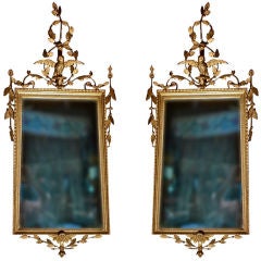 Pair Of Rare George Iii Trapezoidal Mirrors With Owl Motif