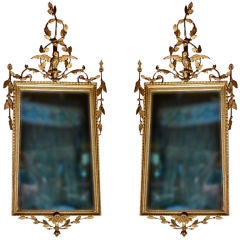 Pair Of Rare George Iii Trapezoidal Mirrors With Owl Motif