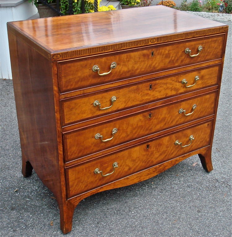 Rare Period Georgian Satinwood Bachelor's Chest, Desk Interior