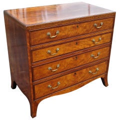 Rare Period Georgian Satinwood Bachelor's Chest, Desk Interior