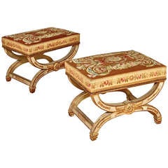 Important Pair of Empire Tabourets, Supplied to the Empress Josephine for Fontainebleu