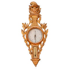 Period Louis XVI Carved And Gilt Wood Barometer