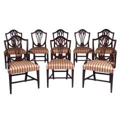 Antique Set EIGHT Period George III Mahogany Hepplewhite Dining Chairs