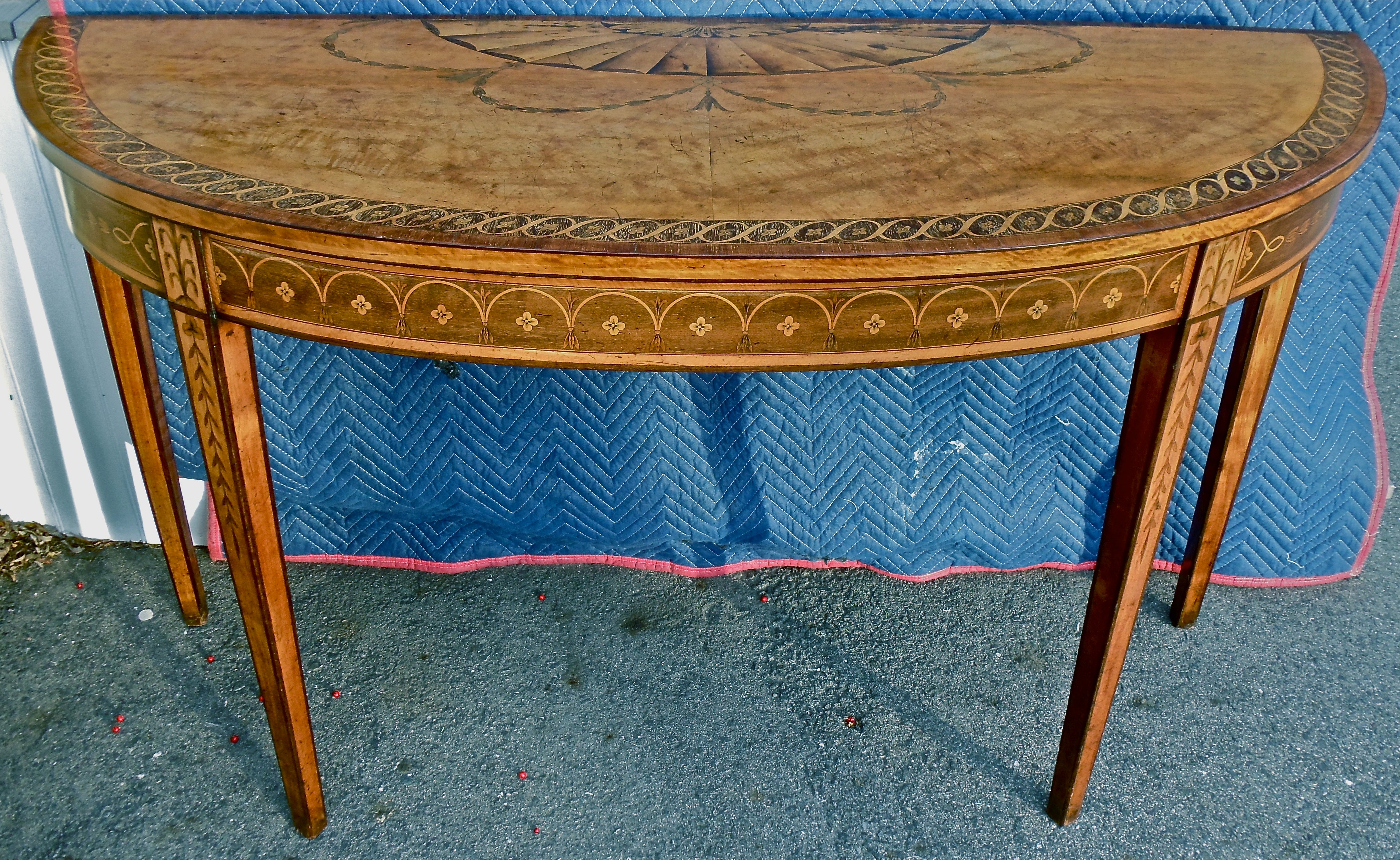 18th Century Irish Satinwood Marquetry Pier Table by Master William Moore
