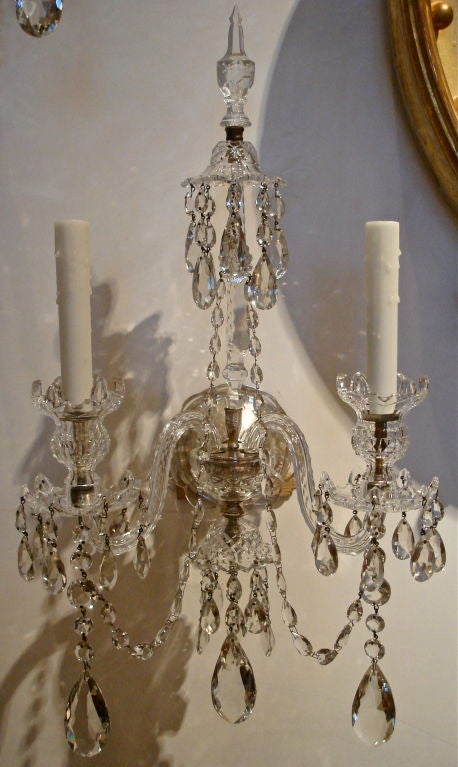 Set of FOUR Anglo Irish Crystal Sconces