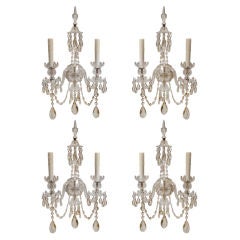Set of FOUR Anglo Irish Crystal Sconces