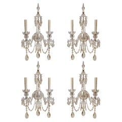 Set of FOUR Anglo Irish Crystal Sconces