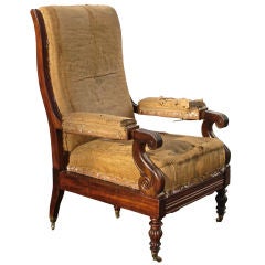 Antique Period Regency Mahogany Reclining Chaise or Easy Armchair