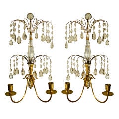 Pair of Swedish Neoclassical Two Light Wall Sconces