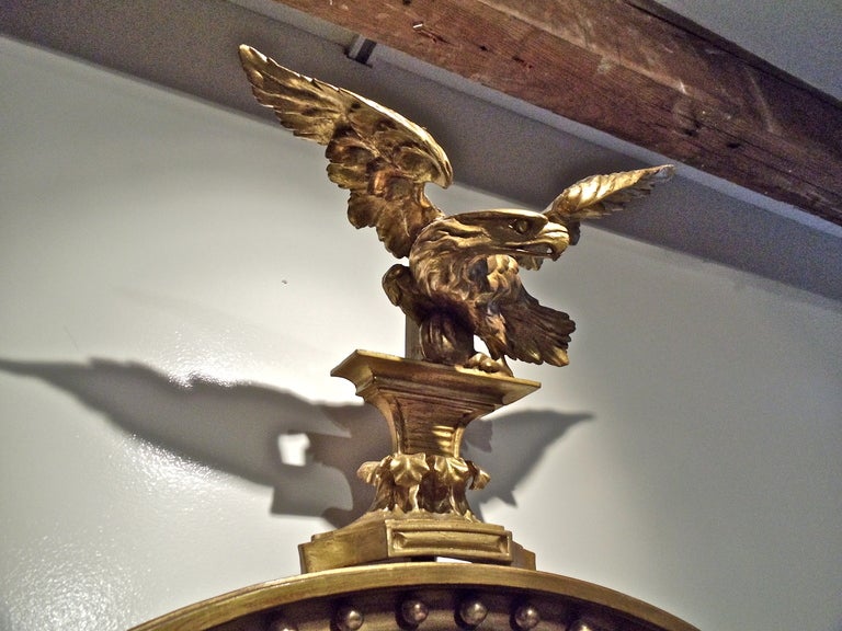 19th Century Period American Gilt Wood Federal Eagle Mirror