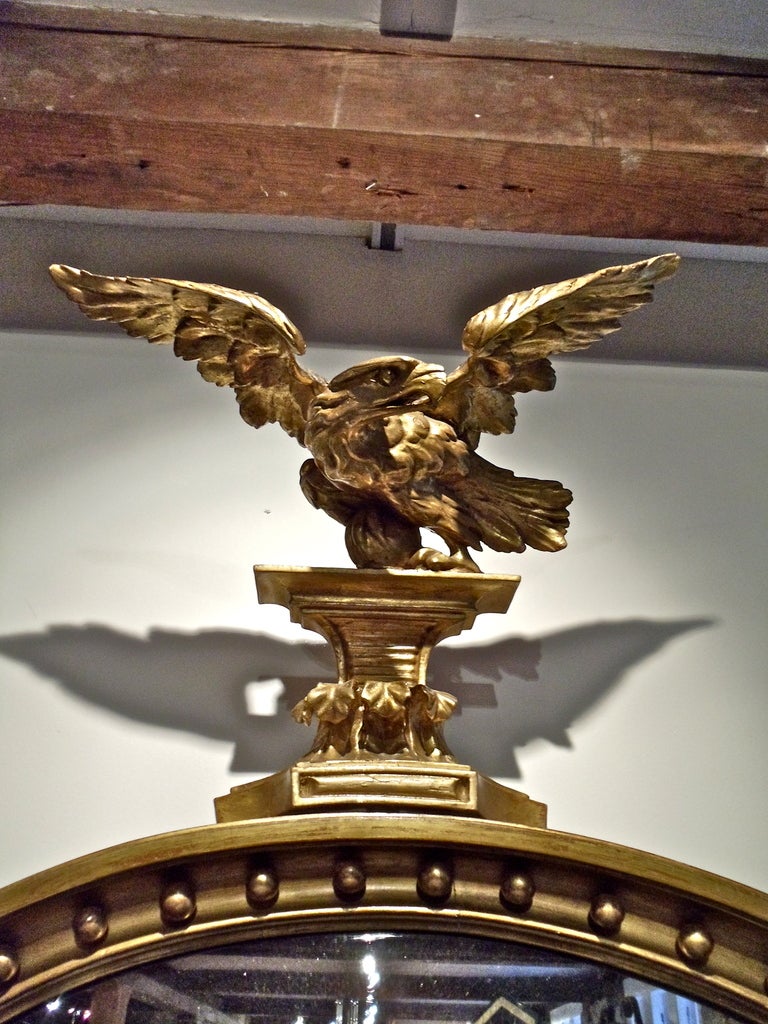 Period American Gilt Wood Federal Eagle Mirror In Good Condition In Essex, MA
