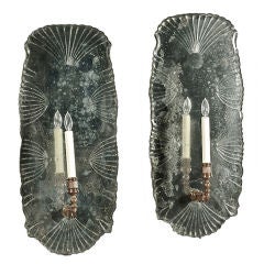 Pair Of Dramatic Late 19th/early 20th Century Mirrored Sconces