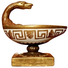 Period Neoclassical Porcelain Inkwell in the form of Roman Lamp