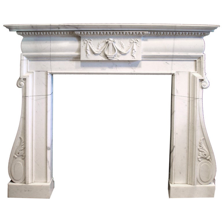 Georgian NeoClassical Statuario Marble Mantle