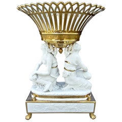Rare Sevres Neoclassical Gold and Bisque Porcelain Centerpiece