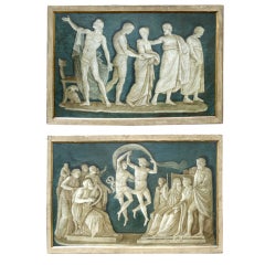 Rare Pair Of Italian 18th Century Neoclassical Grisaille Panels