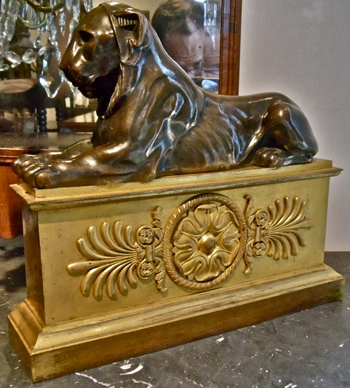 Paire de chenets en forme de lion du Premier Empire, Percier et Fontaine
