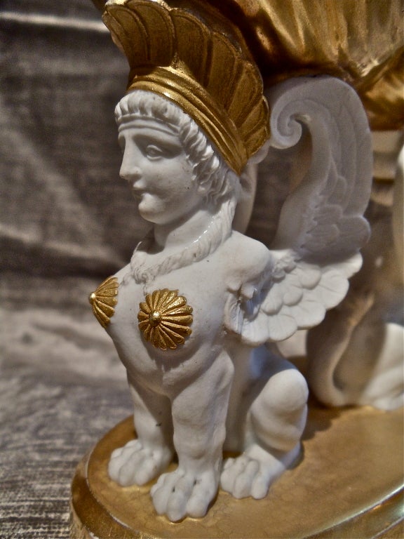 PAIR of Rare Paris Porcelain Sphinx Salts