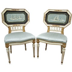Pair of Italian Neoclassical Side Chairs in Pompeiian Form