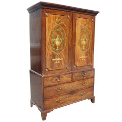 Period George III Well Figured Mahogany Linen Press 4