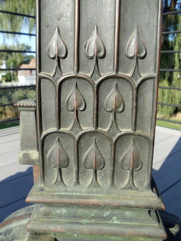 American The Most Stately Arts And Crafts Bronze Andirons