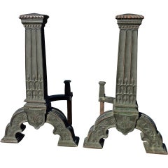 The Most Stately Arts And Crafts Bronze Andirons