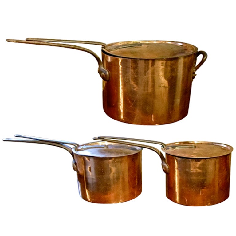 Three Copper Cooking Pots from John Jacob Astor's Beechwood For Sale at 1stdibs