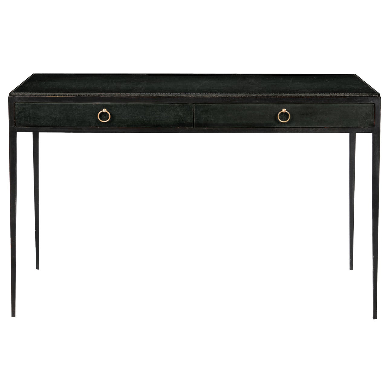 Iron and Leather Desk Designed by Jean-Michel Frank For Sale