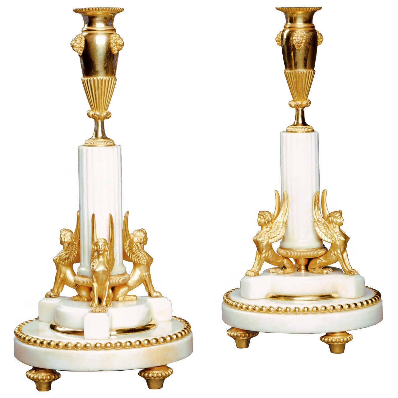 Pair of Empire Period Swedish Marble Candlesticks For Sale