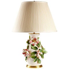 A Lamp With Painted Striped Camellias