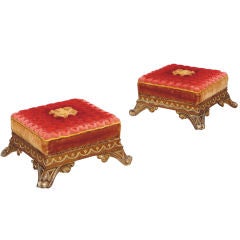 A Pair Of Parcel Gilt Footstools