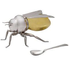 A Silver Plated Honey Jar in the Form of a Bee