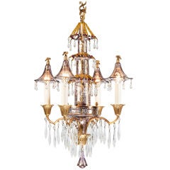 A Late 19th Century Glass Chinoiserie Chandelier
