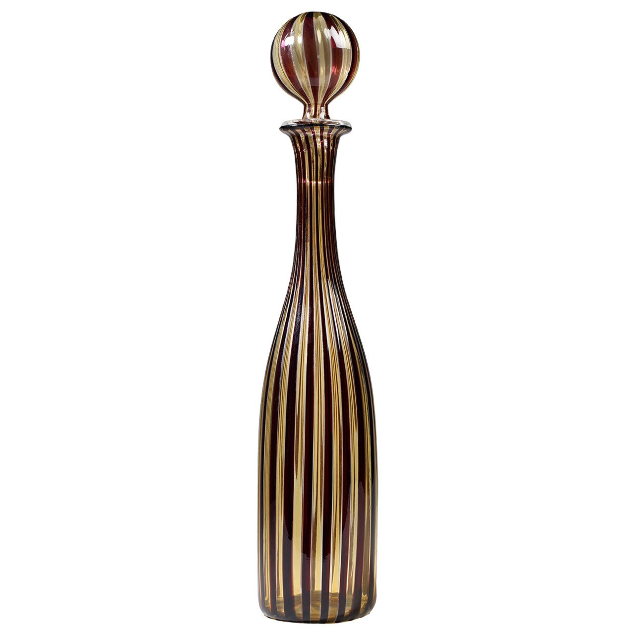 Glass Bottle by Venini after Designs by Gio Ponti For Sale
