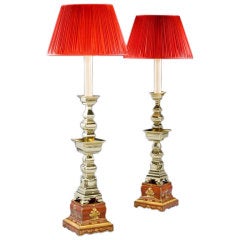 A Pair of 19th Century Brass Lamps