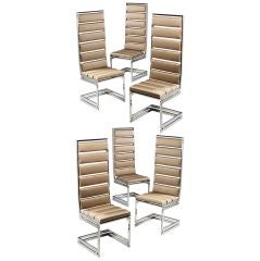 Set of six chrome dining chairs by Romeo Rega