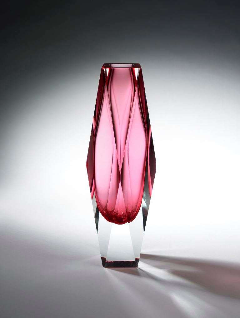 A Faceted Pink Sommerso Murano Glas Vase
By Mandruzatto

Location: NY