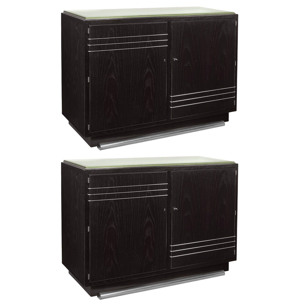 Pair of Art Deco Ebonized Oak Cabinets