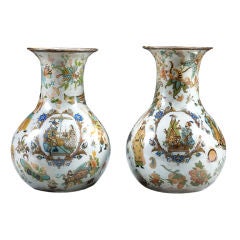 A Pair of Late 19th Century Decalcomania Vases