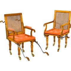 Used Two Satinwoods Campaign Chairs