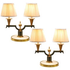 A Pair Of Patinated And Gilded Bronze Table Lamps