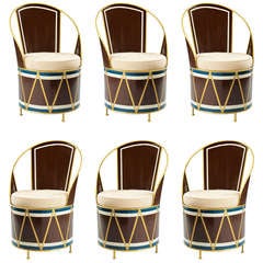 A Set of Six Tole Cafe Chairs