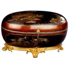 A Japanese Oval Lacquer Casket