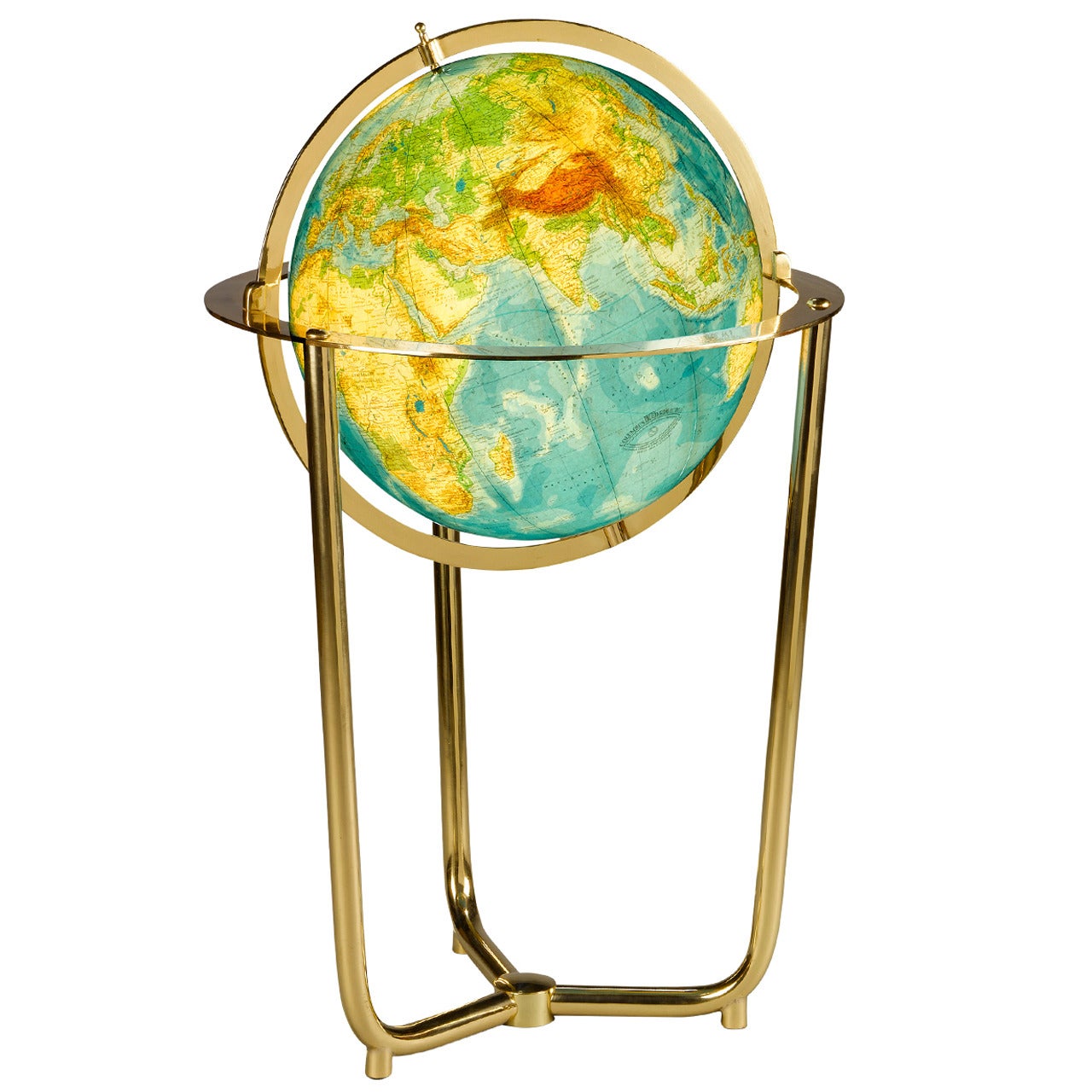Illuminated Brass Globe For Sale