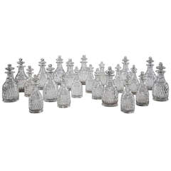 Set of 18 Cut Glass Decanters