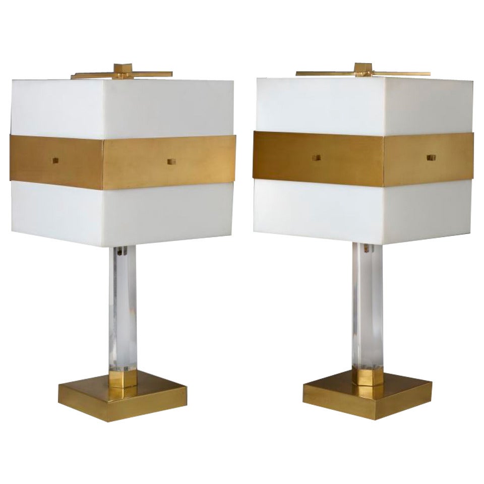 Pair of Modern Lamps For Sale