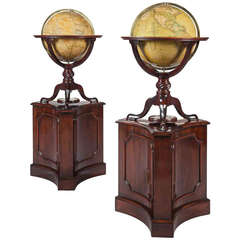 Pair of Mahogany Table Globes