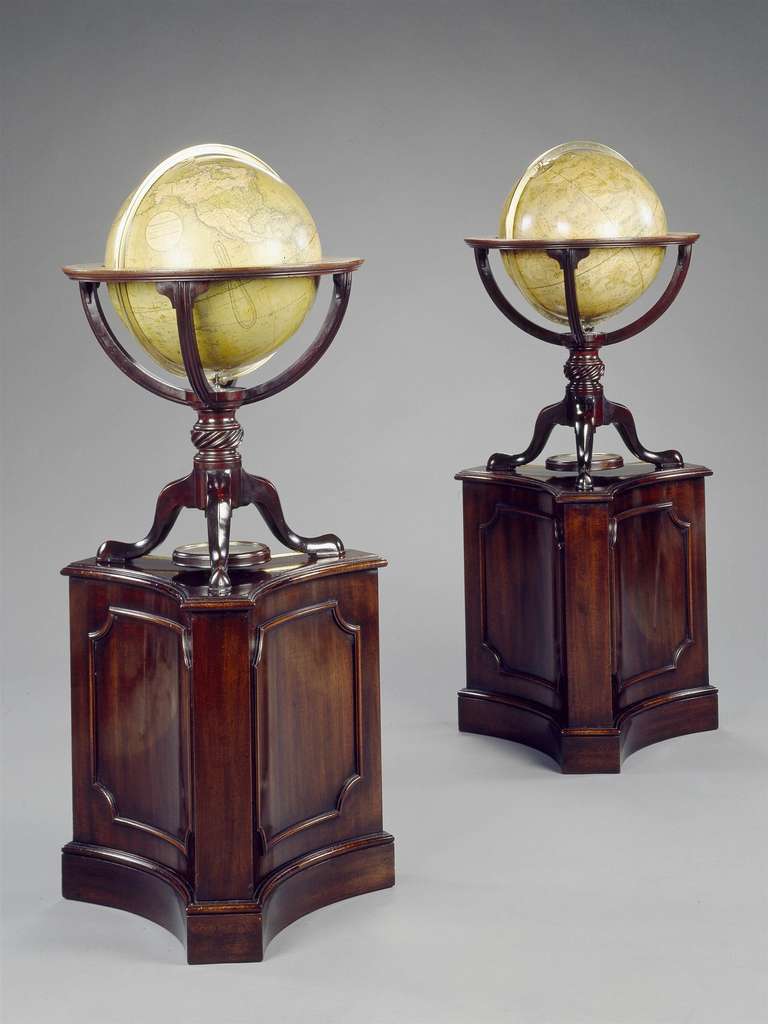Pair of Mahogany Table Globes