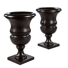 Pair of Black Marble Vases