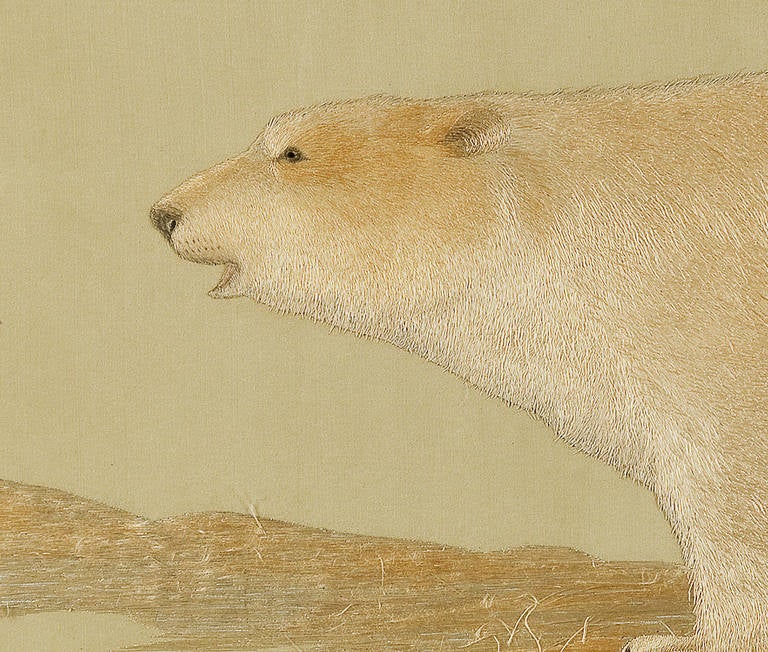 A Japanese Embroidered Picture Of A Polar Bear In Excellent Condition In New York, NY
